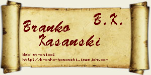 Branko Kašanski vizit kartica